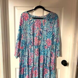 Lilly Pulitzer Blue and Pink Floral Dress